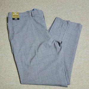 J.M. Haggar Glen Plaid Windowpane NWT Pant Tailored Fit, Flat Front 42x30 Gray